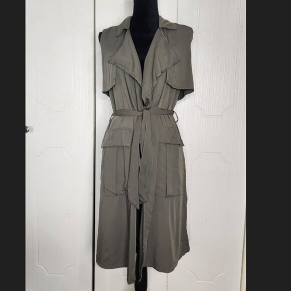 Mossimo Olive Green Sleeveless Duster Cardigan - Picture 2 of 9